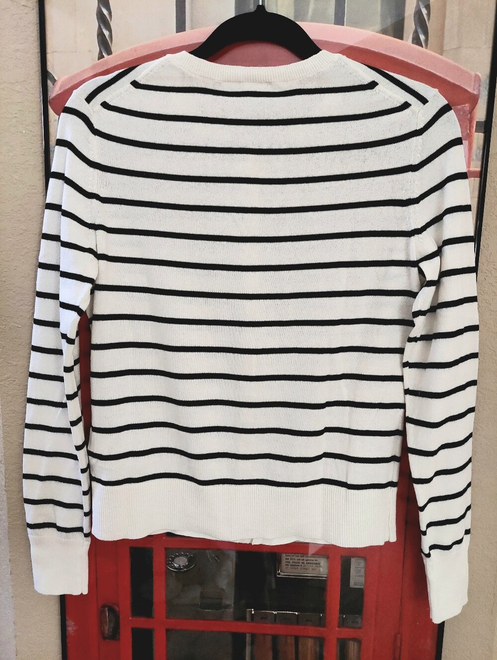 Gap Black & White Stripe Long Sleeve Crew Neck Cardigan Size S - Picture 4 of 13